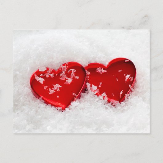 Love Hearts in Snow Briefkaart (Voorkant)