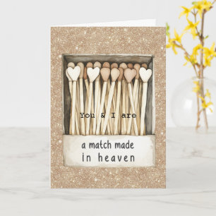 Love Hearts Match Made in Heaven Gouden Glitter Kaart