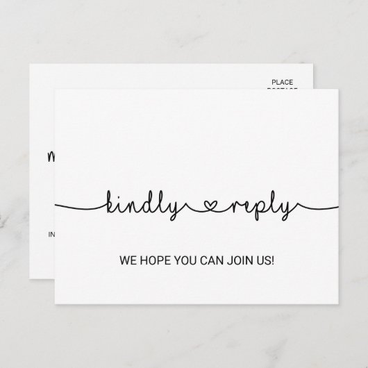 Love Hearts Menu Choix Carte Postale RSVP (Devant / Derrière)