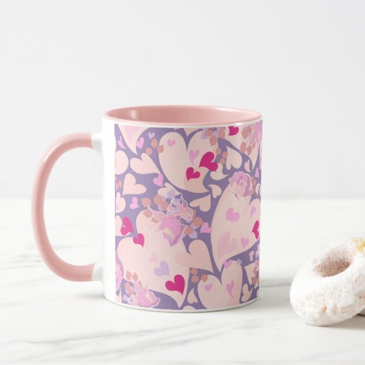 Love Hearts & Mug Rose (Avec donut)