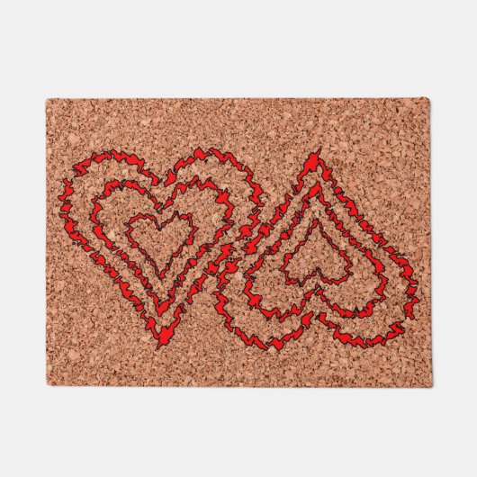 Love Hearts on Cork Board Deurmat (Voorkant)