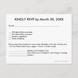 Love Hearts & Paarse Thistle RSVP Menu Briefkaart