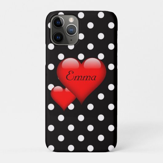 Love Hearts Polka Dot Pattern Monogram Case-Mate iPhone Case (Achterkant)