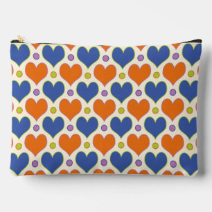 Love Hearts & Polka Dots patroon in blauw & Sinaas Etui