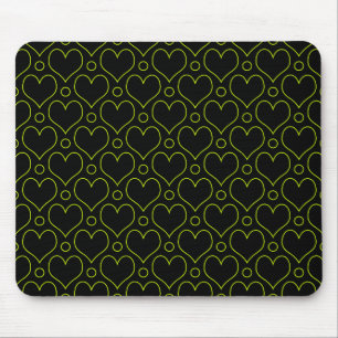 Love Hearts & Polka Dots patroon in Lime Green Muismat
