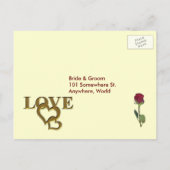 Love Hearts & Red Rose Wedding RSVP Menu Postcard (Achterkant)