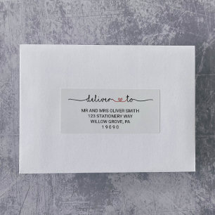 Love Hearts Rouge Mariage Étiquette de adresse inv