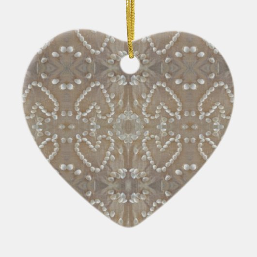Love Hearts Sea Shells, Romantic Exotic Tropical Keramisch Ornament (Voorkant)