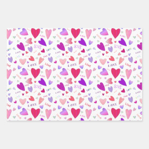 Love Hearts Verloving Jubileum Gestreept Roze Cade Inpakpapier Vel