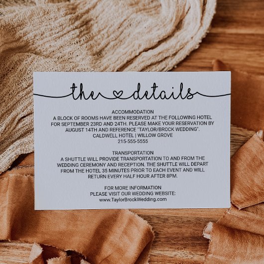 Love Hearts Wedding Details Enclosure Kaart