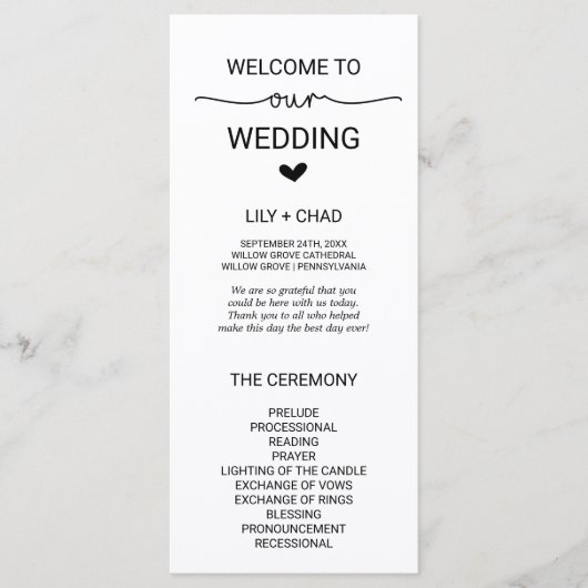 Love Hearts Wedding Programme (Devant)