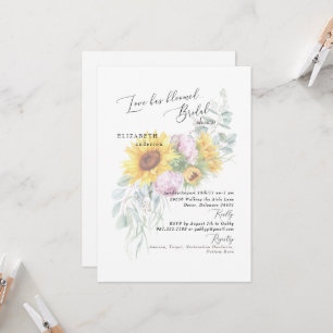 Love heeft Sunflower Peony Vrijgezellenfeest Inv Kaart