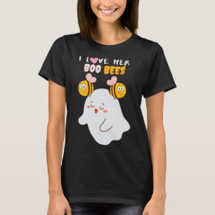 Love Her Boo Bijen Grappig Halloween Paar Echtgeno T-shirt