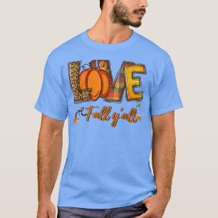 Love Herfst Yall Autumn Season Leopard Print Pumpk T-shirt