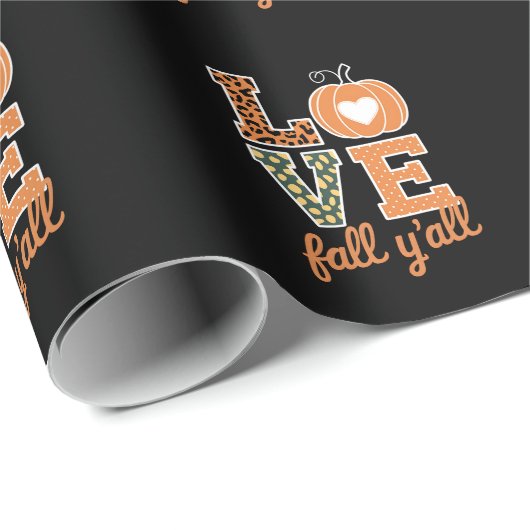 Love Herfst Y'All Leopard Print Herfst Thanksgivin Cadeaupapier (Rol Hoek)