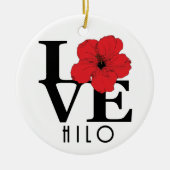 LOVE Hilo Hawaii Red Hibiscus Keramisch Ornament (Voorkant)