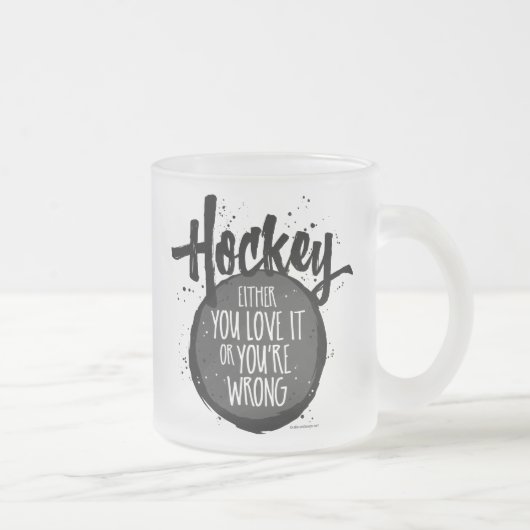 Love Hockey Frosted Glass Coffee Mug (Droit)