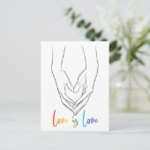Love Holding Hands Heart Line Art Pride Po Briefkaart (Staand voorkant)