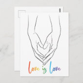 Love Holding Hands Heart Line Art Pride Po Briefkaart (Voorkant / Achterkant)