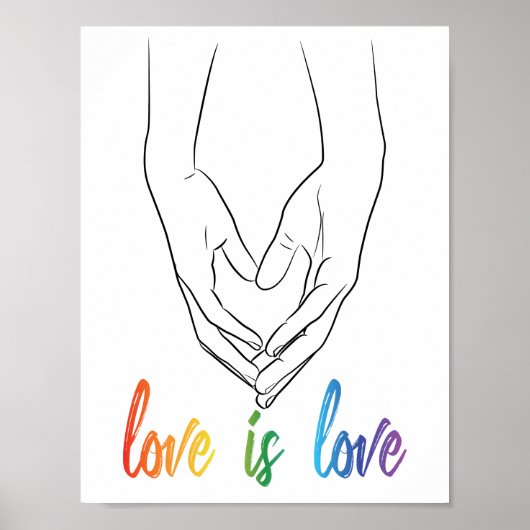 Love Holding Hands Heart Line Art Pride Po Poster (Voorkant)
