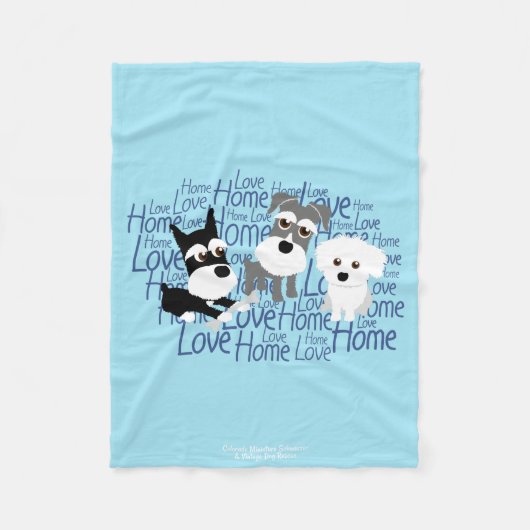 Love, Home - Custom Schnauzer Fleece Blanket 1 (Voorkant)