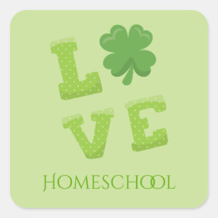 Love Homeschool St. Patrick's Day Vierkante Sticker