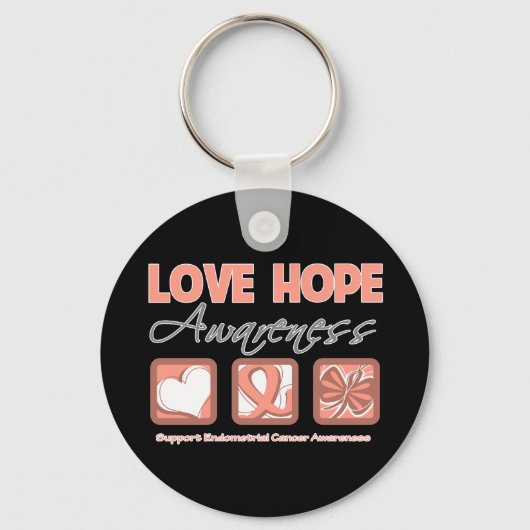 Love Hope Awareness Endometrial Cancer Sleutelhanger (Voorkant)