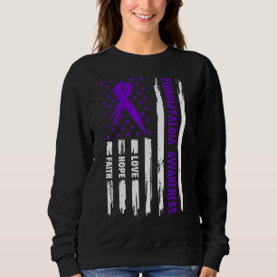 Love Hope Faith American Flag Paars Fibromyalgia Trui