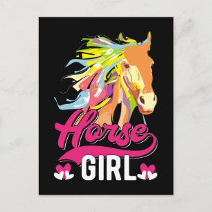Love Horses Colorful Horse Girls Briefkaart