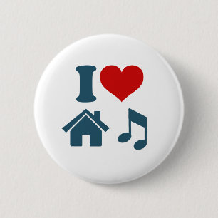 Love House Music Button (wit)