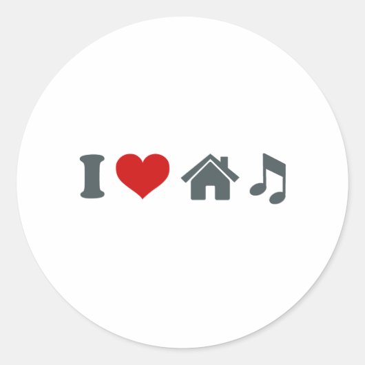 Love House Music Ronde Sticker (Voorkant)