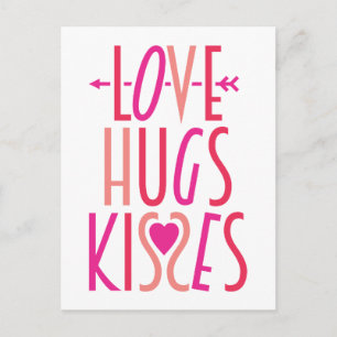 Love Hugs Kisses Cute Valentijnsdag Briefkaart