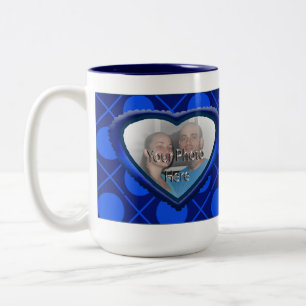Love Hugs & Kisses XOXO Coeur Photo Mug Bleu