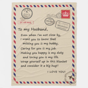 Love Husband Brief aan mijn man van wie ik je ho Fleece Deken