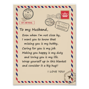 Love Husband Brief aan mijn man van wie ik je ho Foto Afdruk