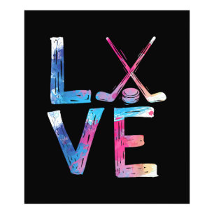 Love Ice Hockey Girls Hockey Gifts Womens Ice Hock Foto Afdruk