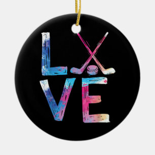 Love Ice Hockey Girls Hockey Gifts Womens Ice Hock Keramisch Ornament