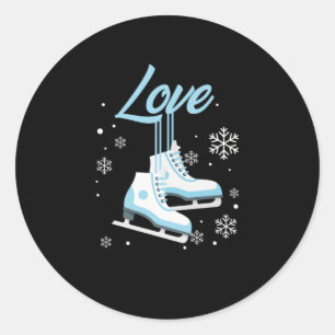 Love Ice Skateh Winter Sports Gift Ronde Sticker