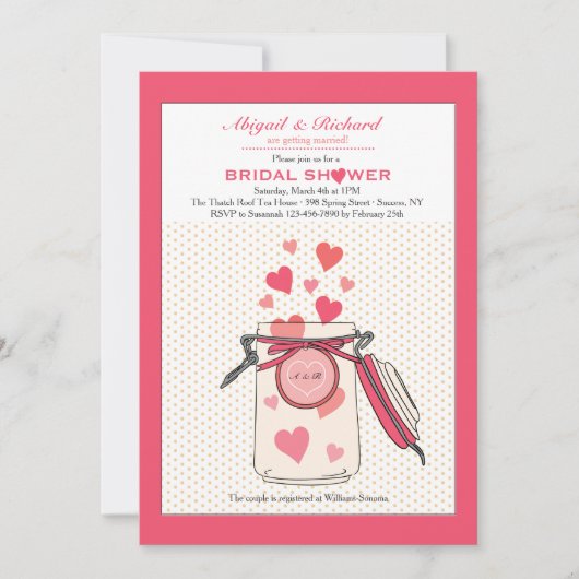 Love in a Jar Shower Invitation Kaart (Voorkant)