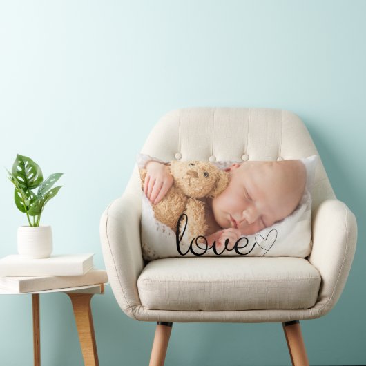 Love in Black Script & Heart Coussin photo personn (Chaise)