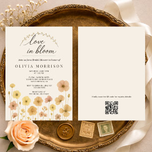 Love In Bloom Boho QR Code Bruiloftsfeest Kaart