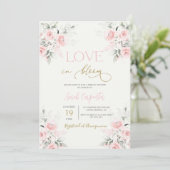 Love in Bloom Bridal Shower Invitation Kaart (Staand voorkant)