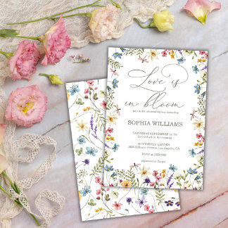 Love in Bloom Delicate Wildflowers  Bridal Shower Kaart