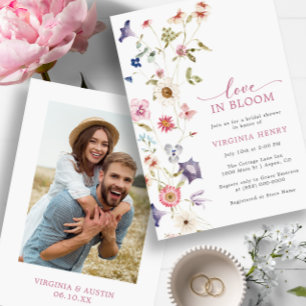 Love In Bloom Foto Bruidsbruiloft Uitnodiging