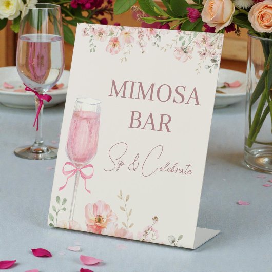 Love in Bloom Mimosa Bar Bridal Shower Reclamebord Met Voetstuk
