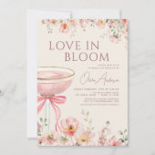 Love in Bloom QR Code Champagne Bow Bridal Shower Kaart (Voorkant)