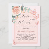 Love in Bloom roze vlinderboog Bruidsdouche Kaart (Voorkant)