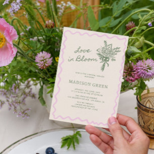 Love in Bloom Whimsical Handgeschreven Bruidsfeest Kaart