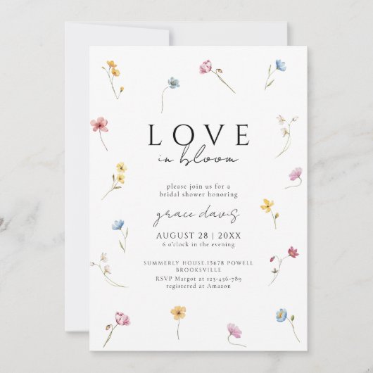 love in bloom Wildflower bridal shower Invitation (Devant)