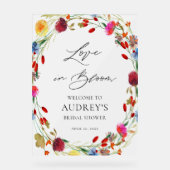 Love in Bloom Wildflower Bridal Shower Welcome Acryl Bord (Voorkant)